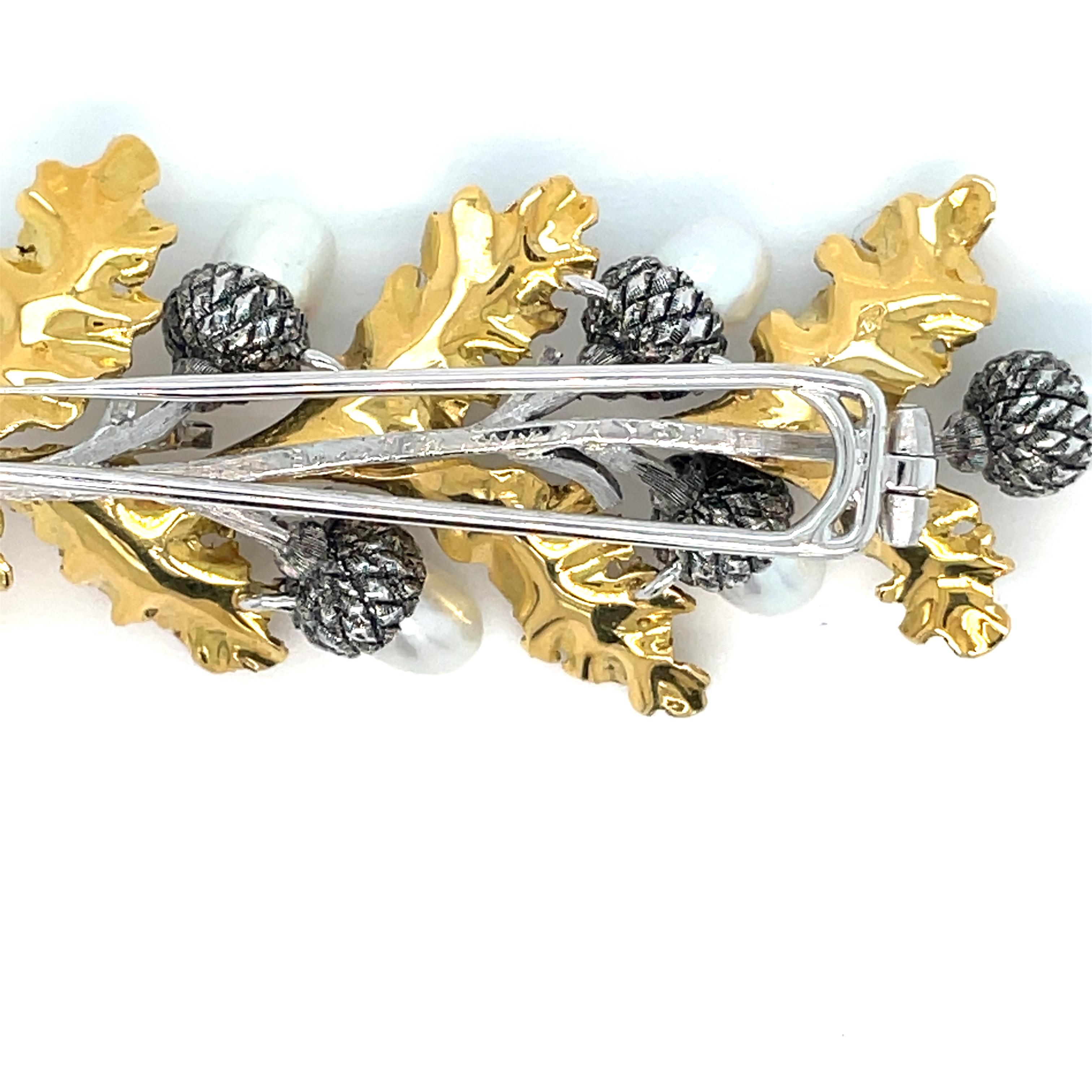 Mario Buccellati Pearls Floral Design Gold Brooch 1