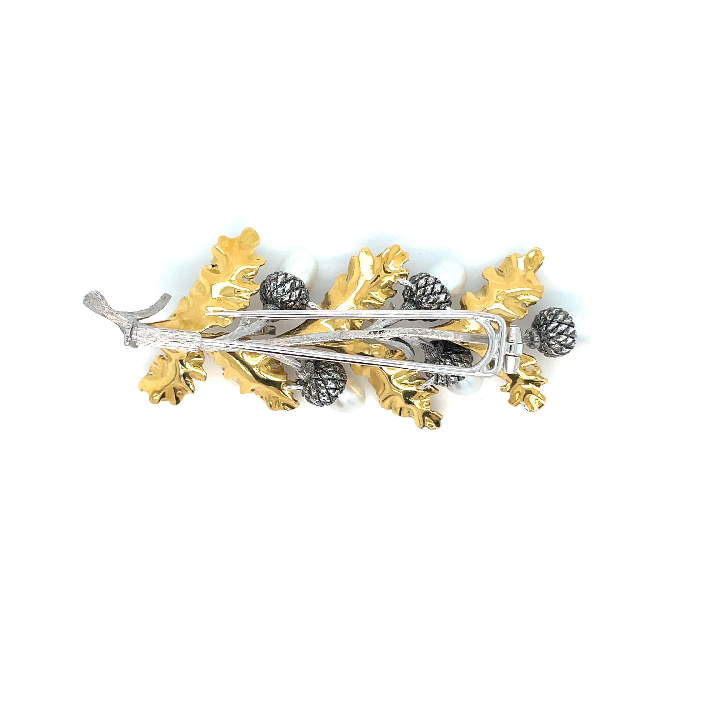 Mario Buccellati Pearls Floral Design Gold Brooch 2