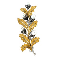 Mario Buccellati Pearls Floral Design Gold Brooch