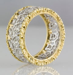 Mario Buccellati Ramage Diamond 18k Two-Color Gold Leaf Band Ring