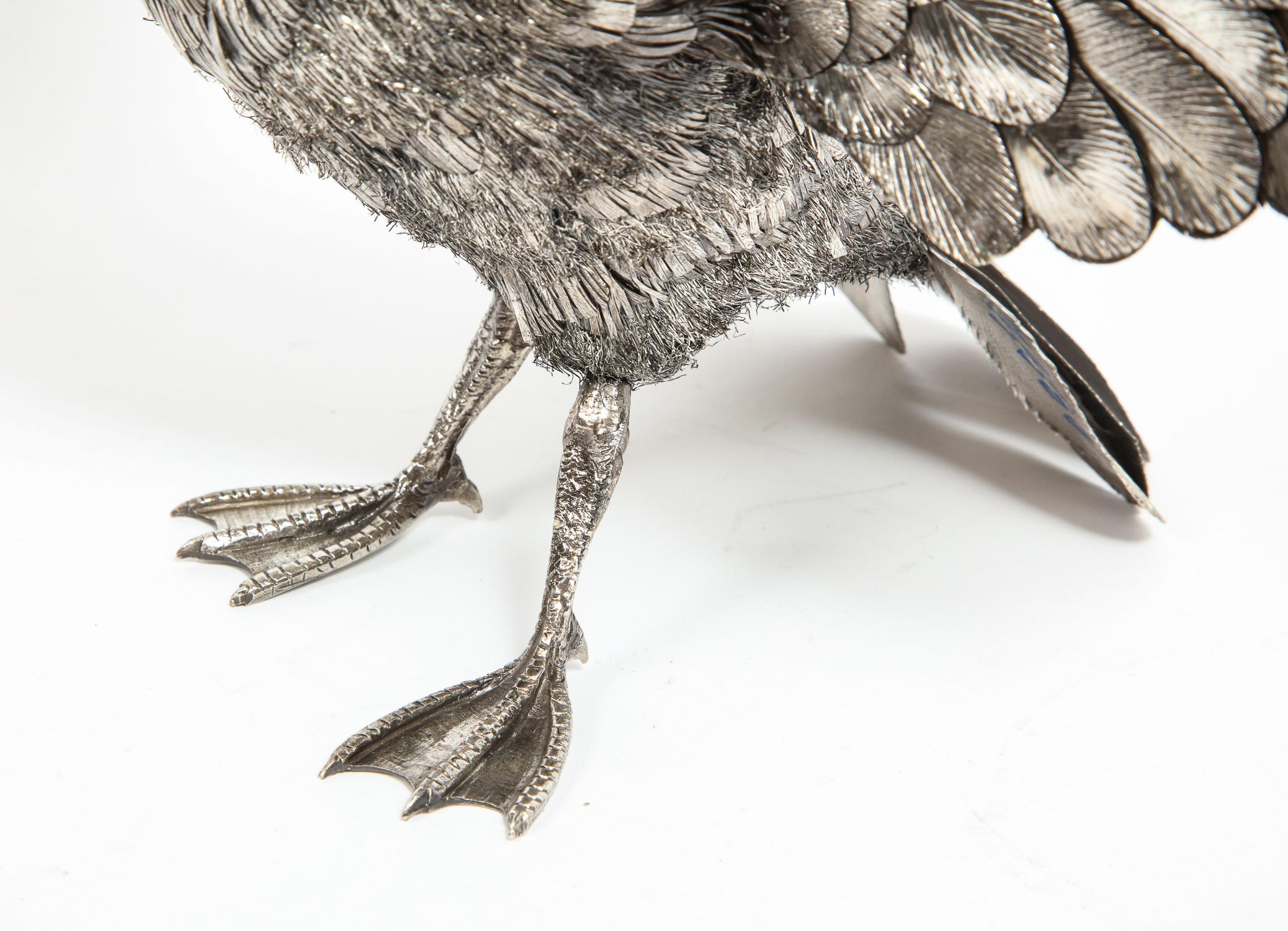 20th Century Mario Buccellati, Rare and Exceptional Italian Silver Furry Standing Duck