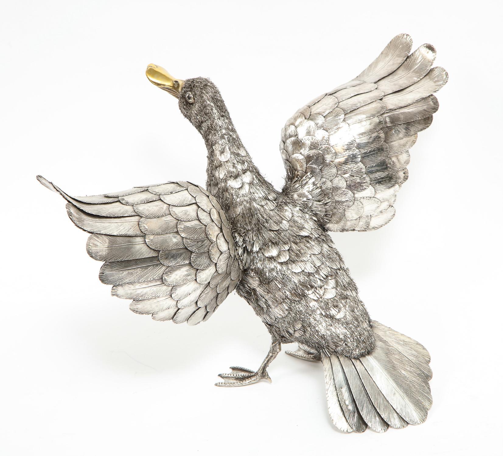 Mario Buccellati, Rare and Exceptional Italian Silver Furry Standing Duck 2