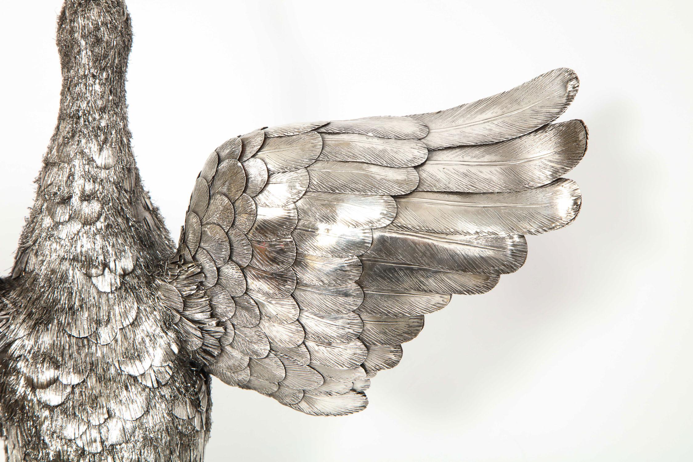 Mario Buccellati, Rare and Exceptional Italian Silver Furry Standing Duck 4