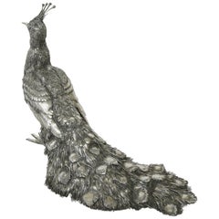 Mario Buccellati, Rare and Exceptional Italian Silver Walking Peacock