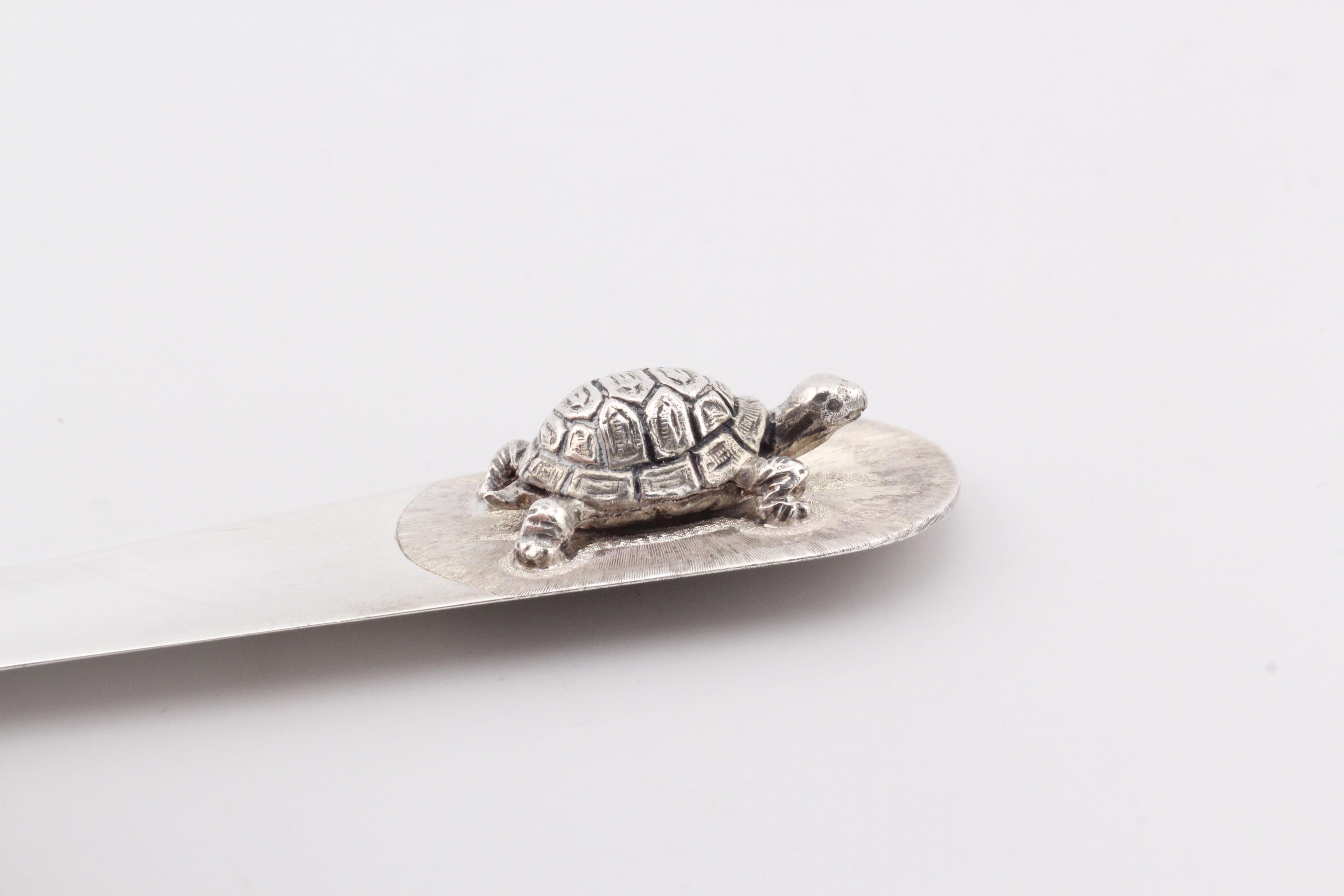 Mario Buccellati Rare Vintage Sterling Silver Turtle Letter Opener In Good Condition For Sale In Simpsonville, SC