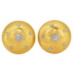 Mario Buccellati Rigato Satin Finish 18K Gold Button Earrings
