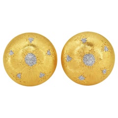 Mario Buccellati Rigato Satin Finish 18K Gold Ohrringe mit Knopfleiste