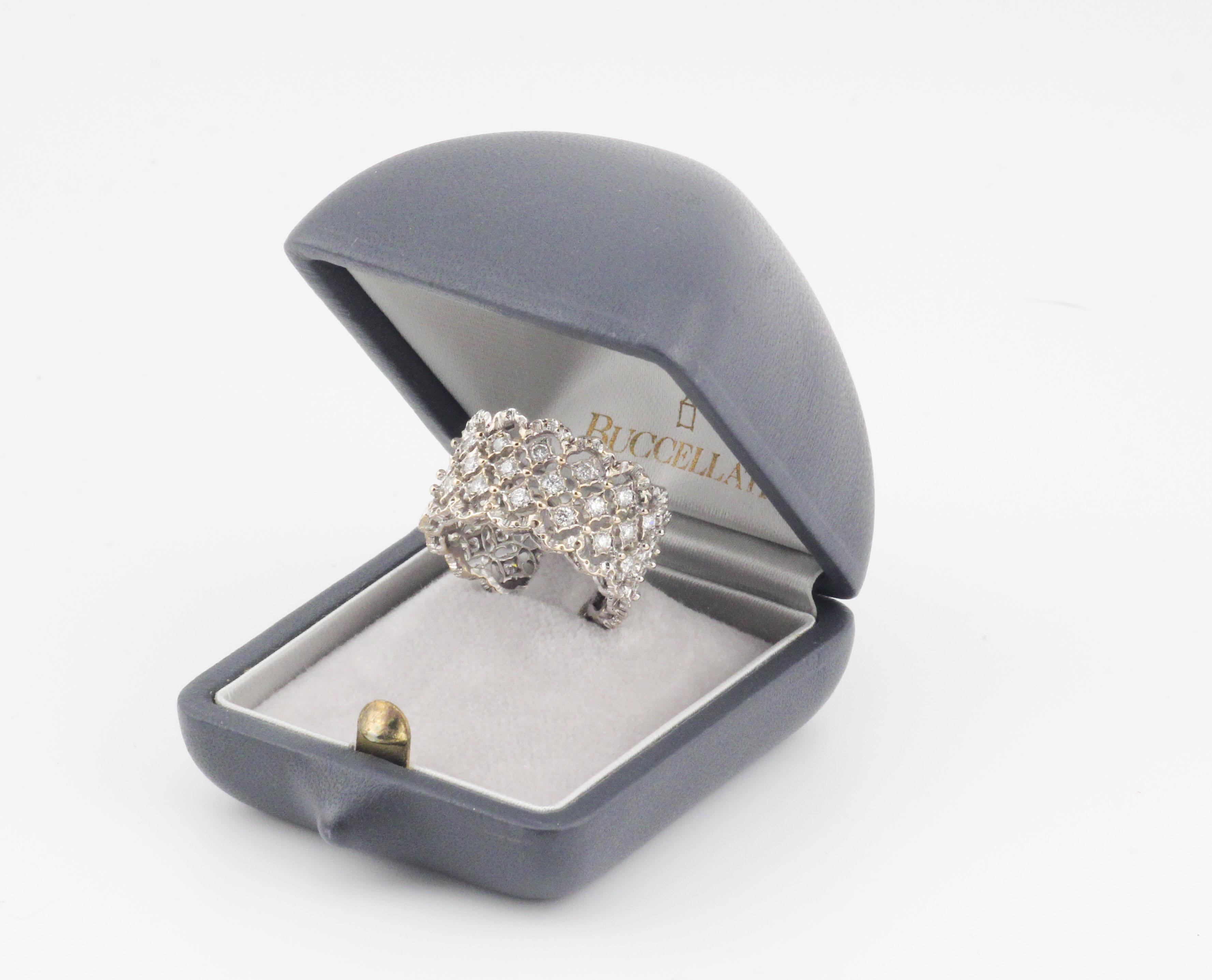 Mario Buccellati Rombi Eternelle Diamond 18k White Gold  Band Ring Size 6 For Sale 8
