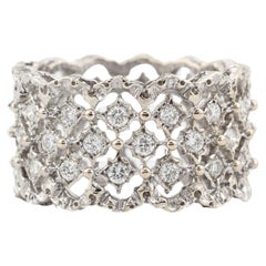 Mario Buccellati Rombi Eternelle Diamond 18k White Gold  Band Ring Size 6