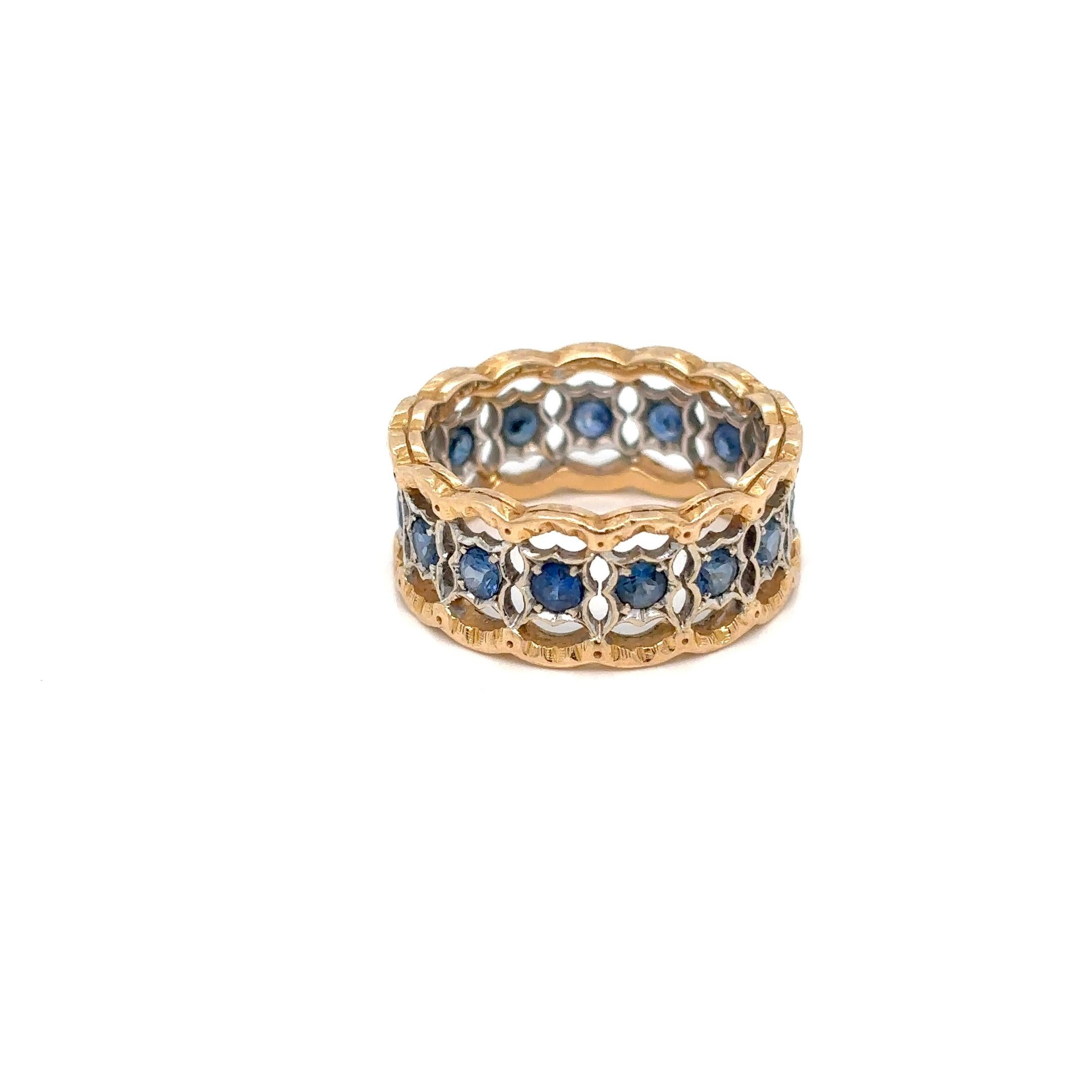 Mario Buccellati Rombi Eternelle Sapphire Gold Band Ring 4