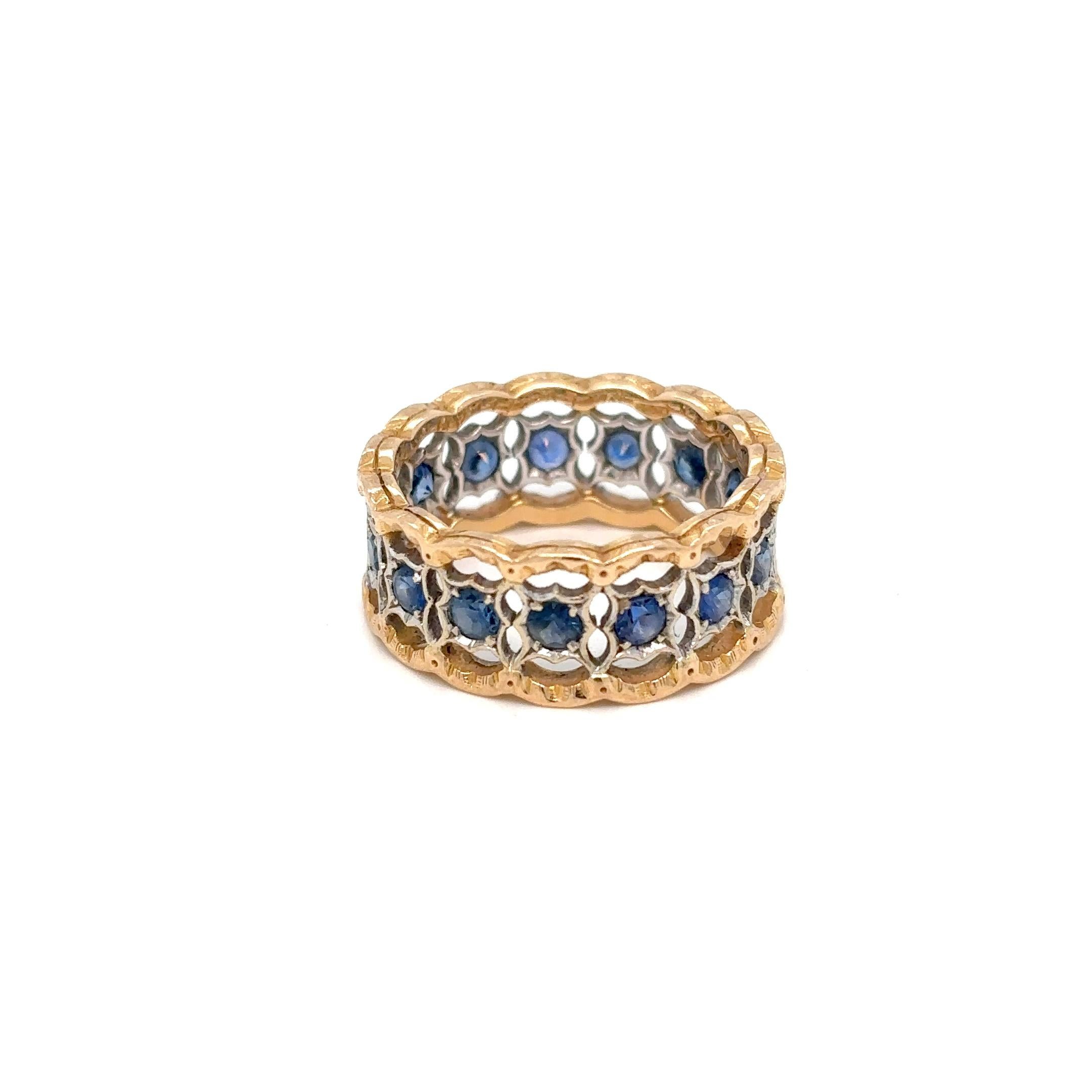 Mario Buccellati Rombi Eternelle Sapphire Gold Band Ring 4