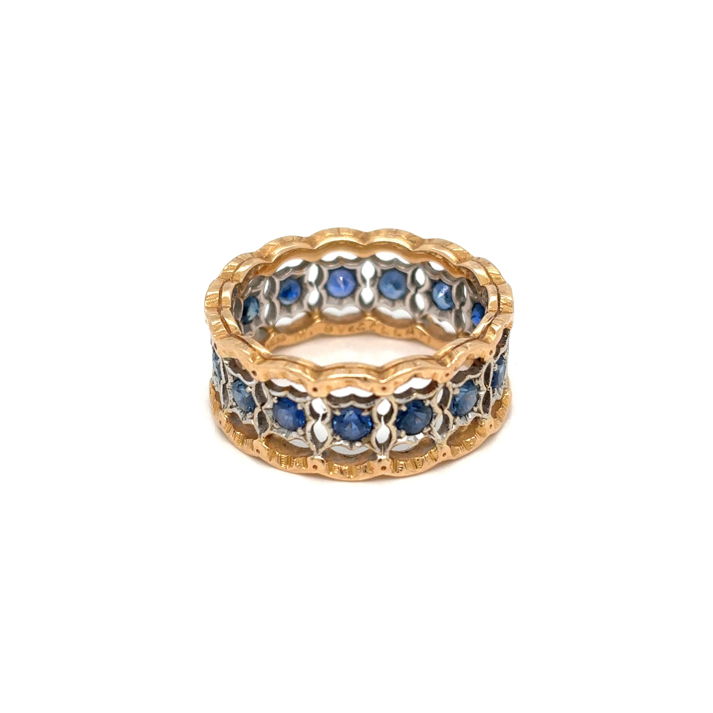 Indulge in the timeless elegance of this Mario Buccellati Diamond 18k White Gold Rombi Eternelle Band. Meticulously crafted, this band is a testament to Buccellati's legacy of creating exceptional jewelry that seamlessly blends sophistication with a