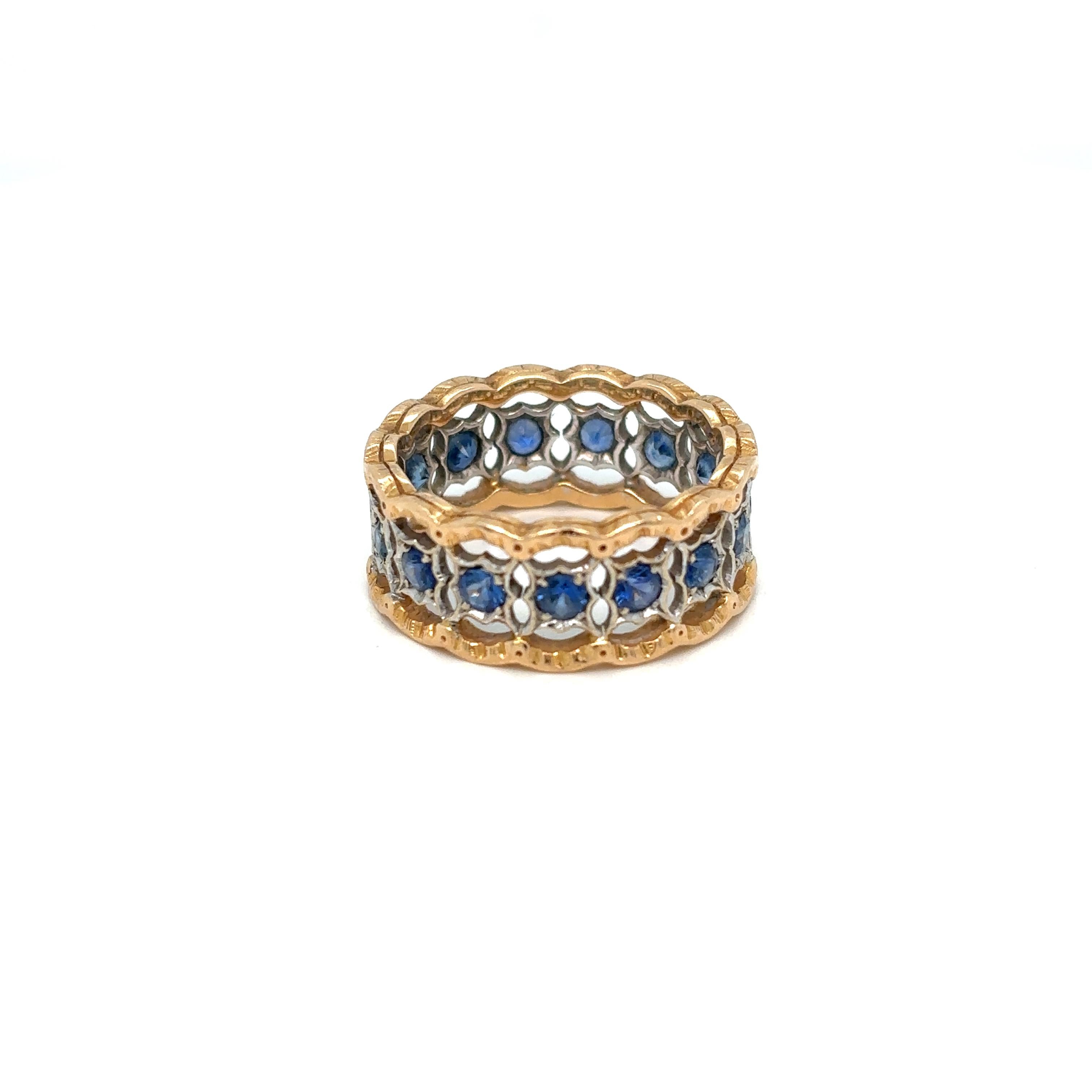 Mario Buccellati Rombi Eternelle Sapphire Gold Band Ring In Excellent Condition In Napoli, Italy