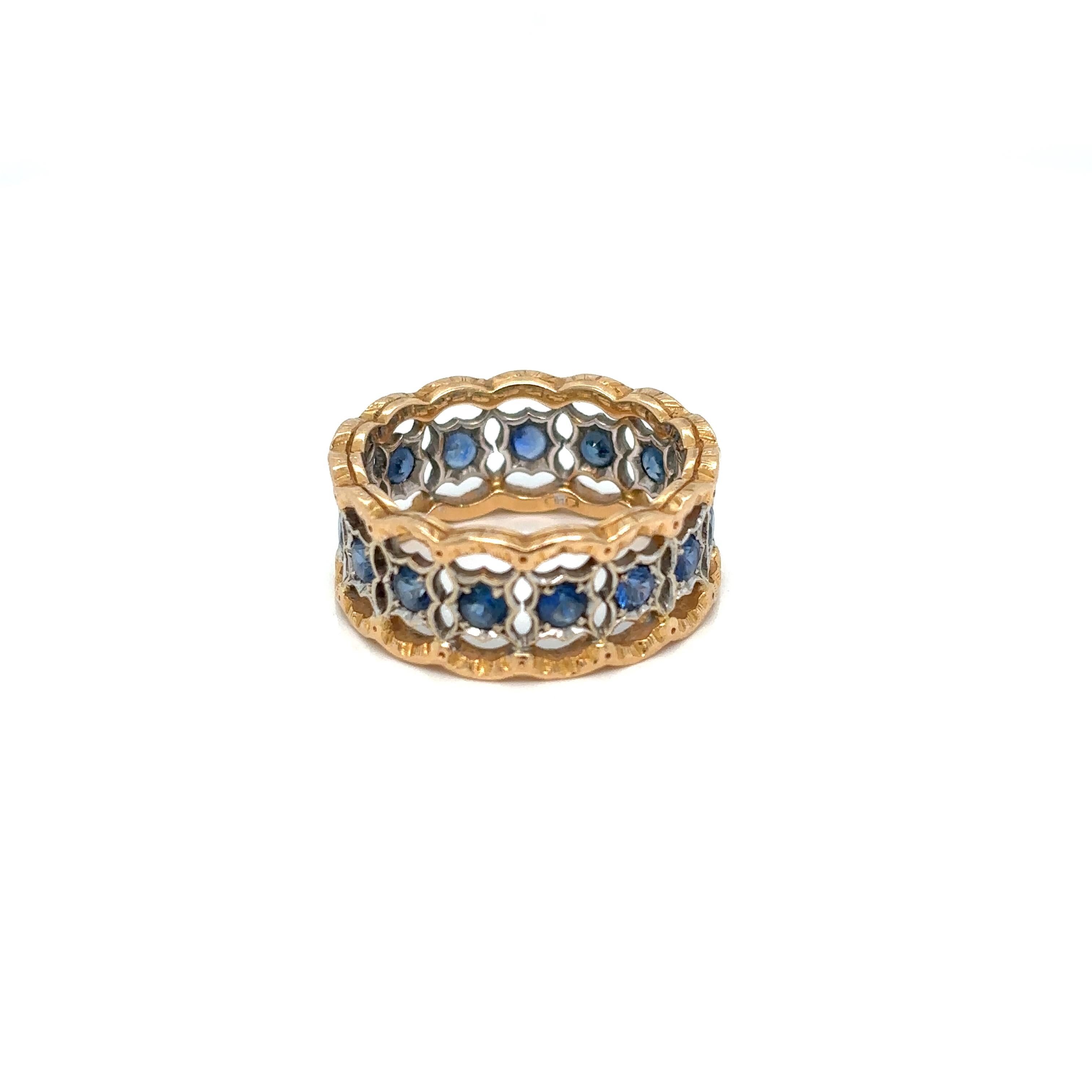 Women's or Men's Mario Buccellati Rombi Eternelle Sapphire Gold Band Ring