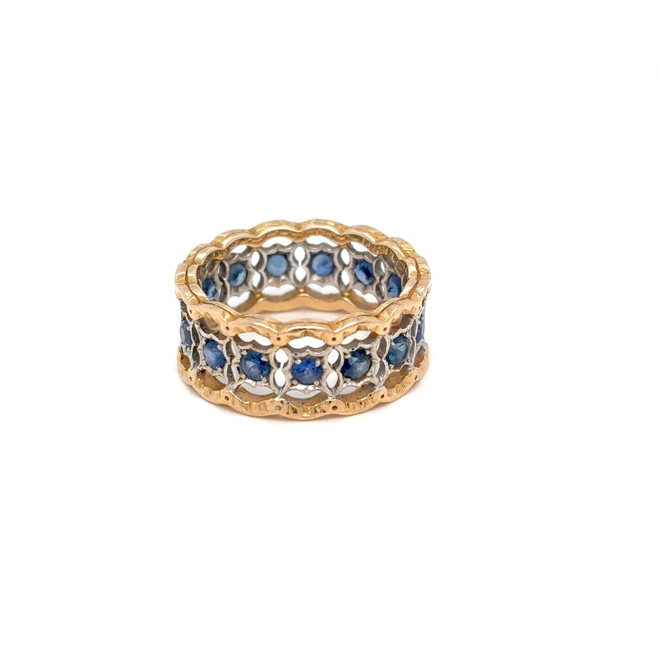 Mario Buccellati Rombi Eternelle Sapphire Gold Band Ring 2