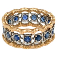 Mario Buccellati Rombi Eternelle Bague jonc en or et saphir