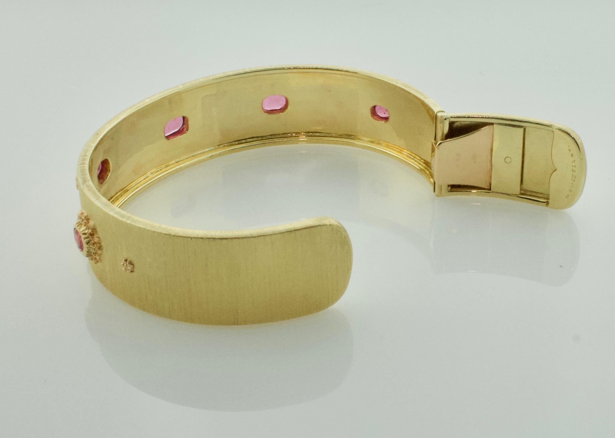 Mario Buccellati Ruby Bangle Bracelet in 18 Karat Yellow Gold 3