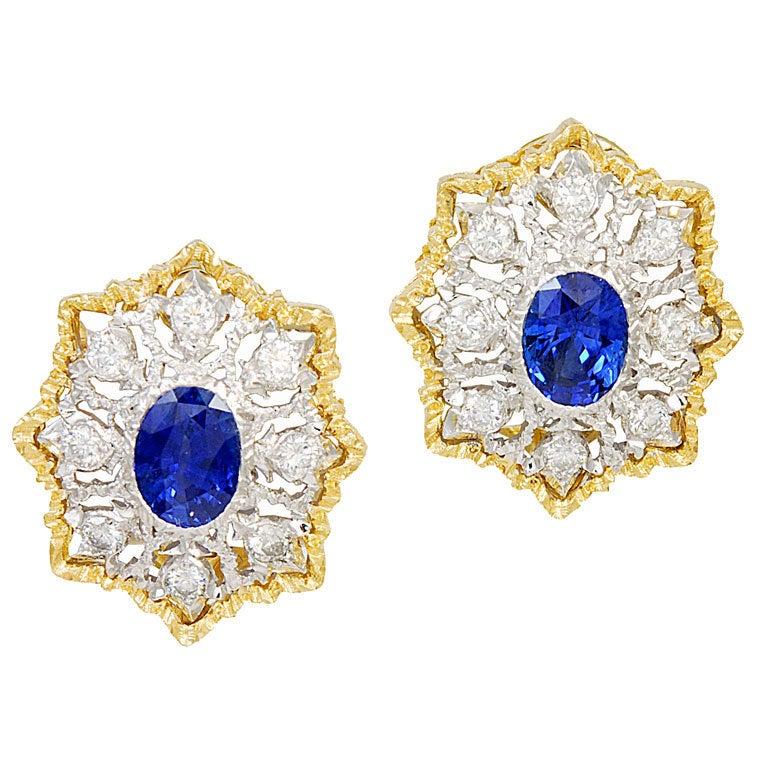 Brilliant Cut MARIO BUCCELLATI Sapphire Diamond Ear Clips