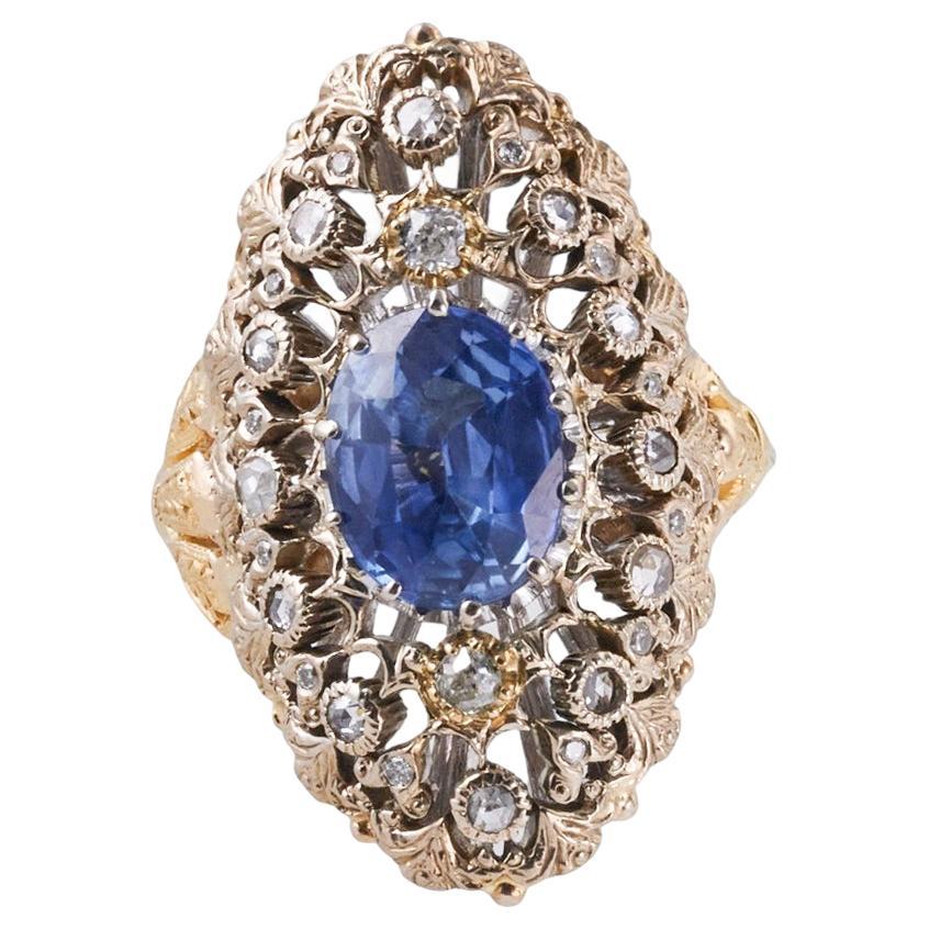 Mario Buccellati Sapphire Diamond Gold Ring For Sale