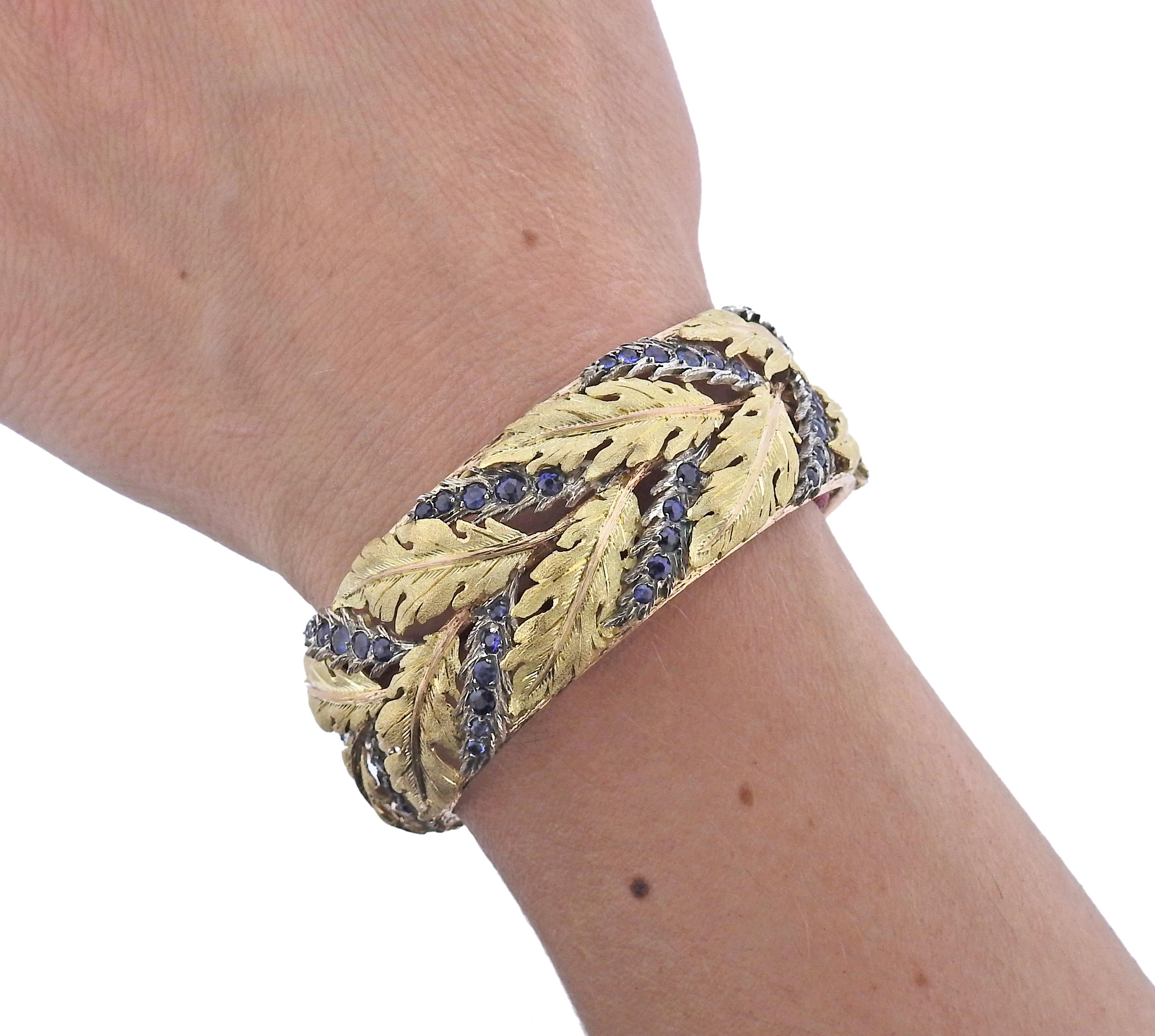 Mario Buccellati Sapphire Gold Leaf Bracelet 1