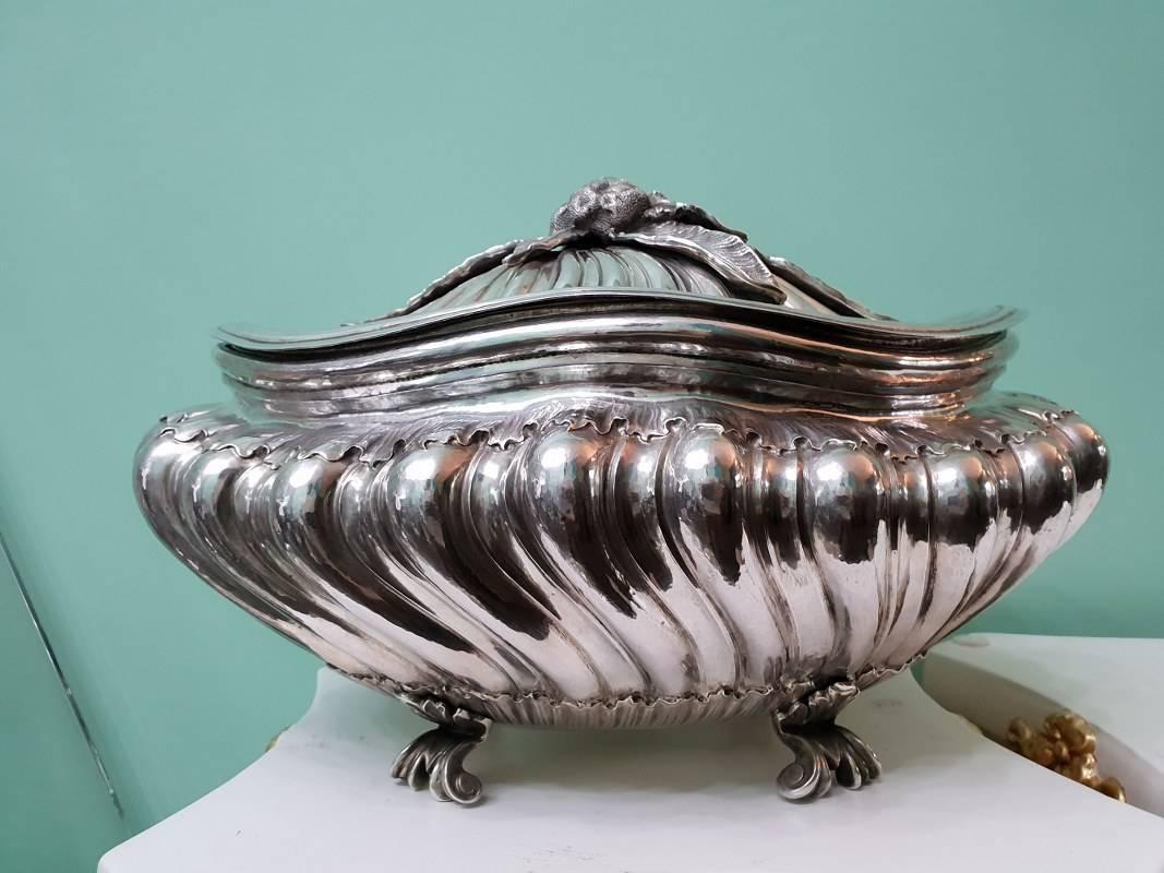 Art Nouveau Mario Buccellati Silver Soup Tureen Early 20th Century For Sale