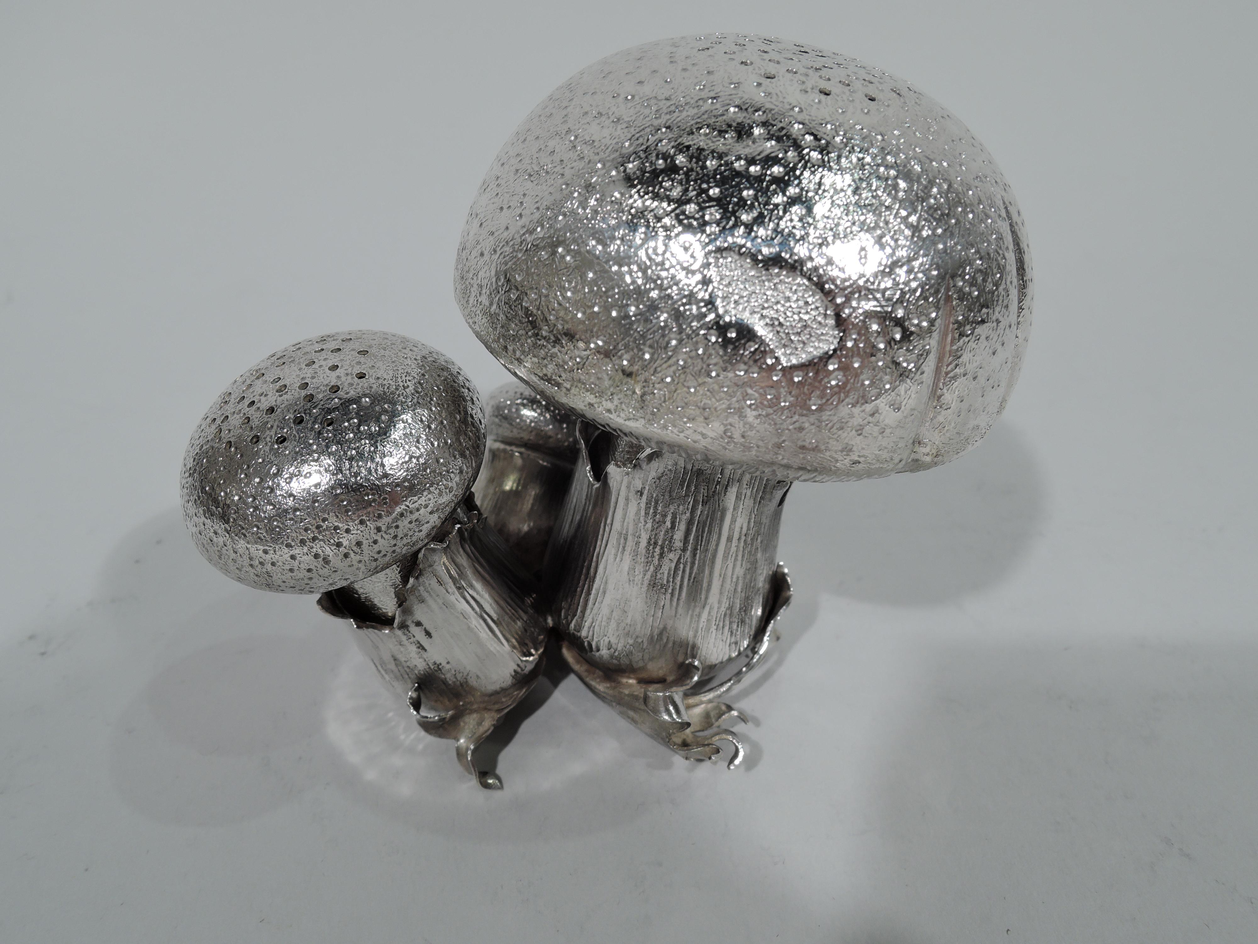 Mario Buccellati Sterling Silver Mushroom Salt and Pepper Shakers (Moderne)