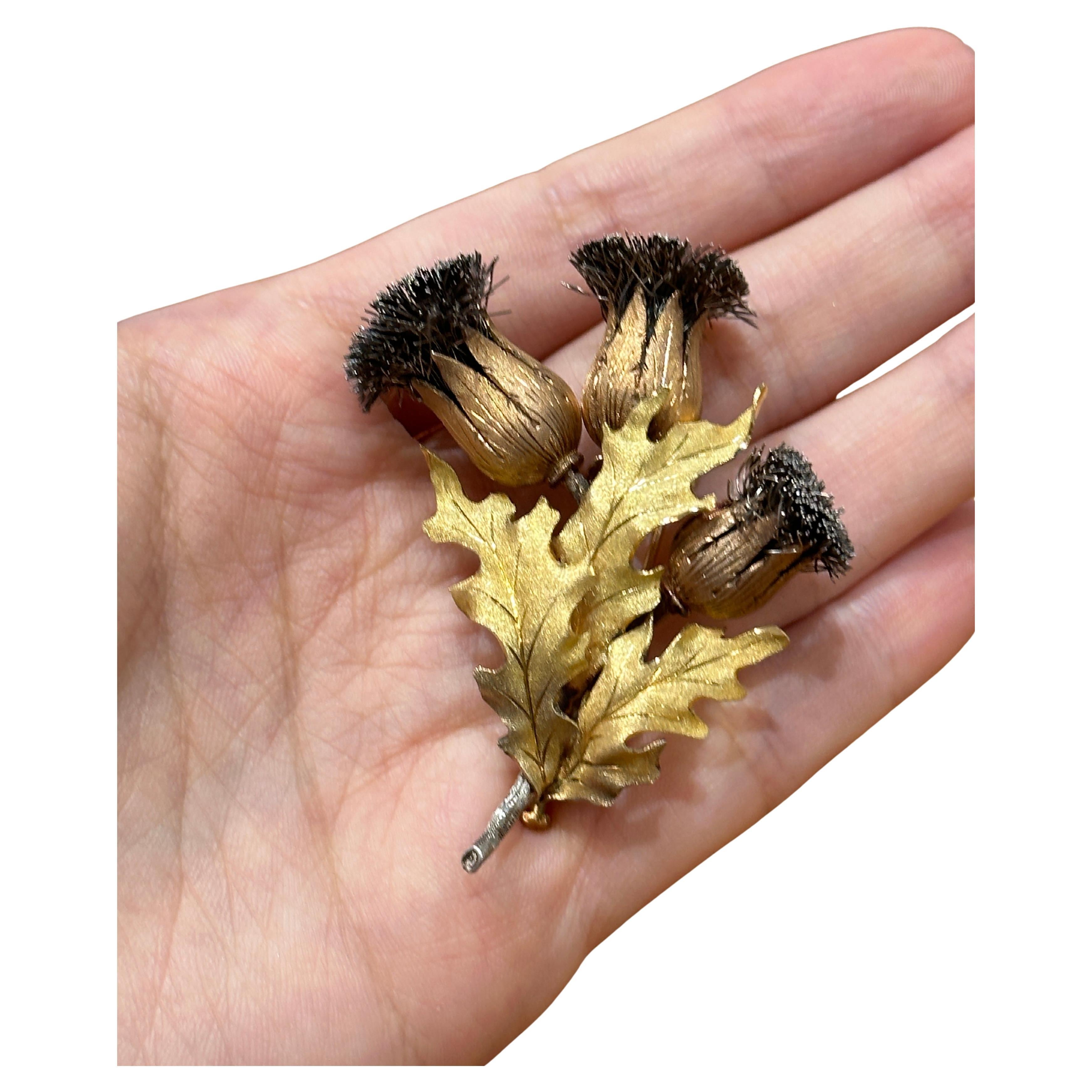 Mario Buccellati Thistle Brooch 18 Karat Gold , circa 1950s–1960s