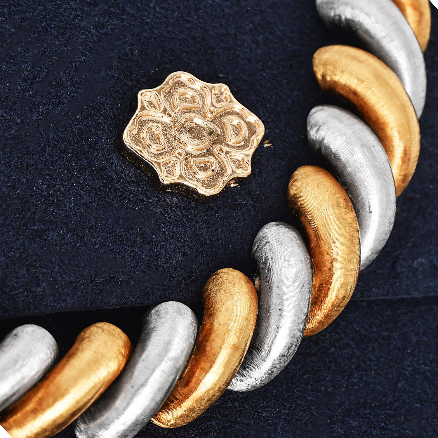 Mario Buccellati - Collier à maillons en satin d'or bicolore 18K Torsadé Pour femmes en vente
