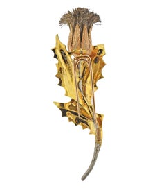 Mario Buccellati Tri Color Gold Large Thistle Brooch