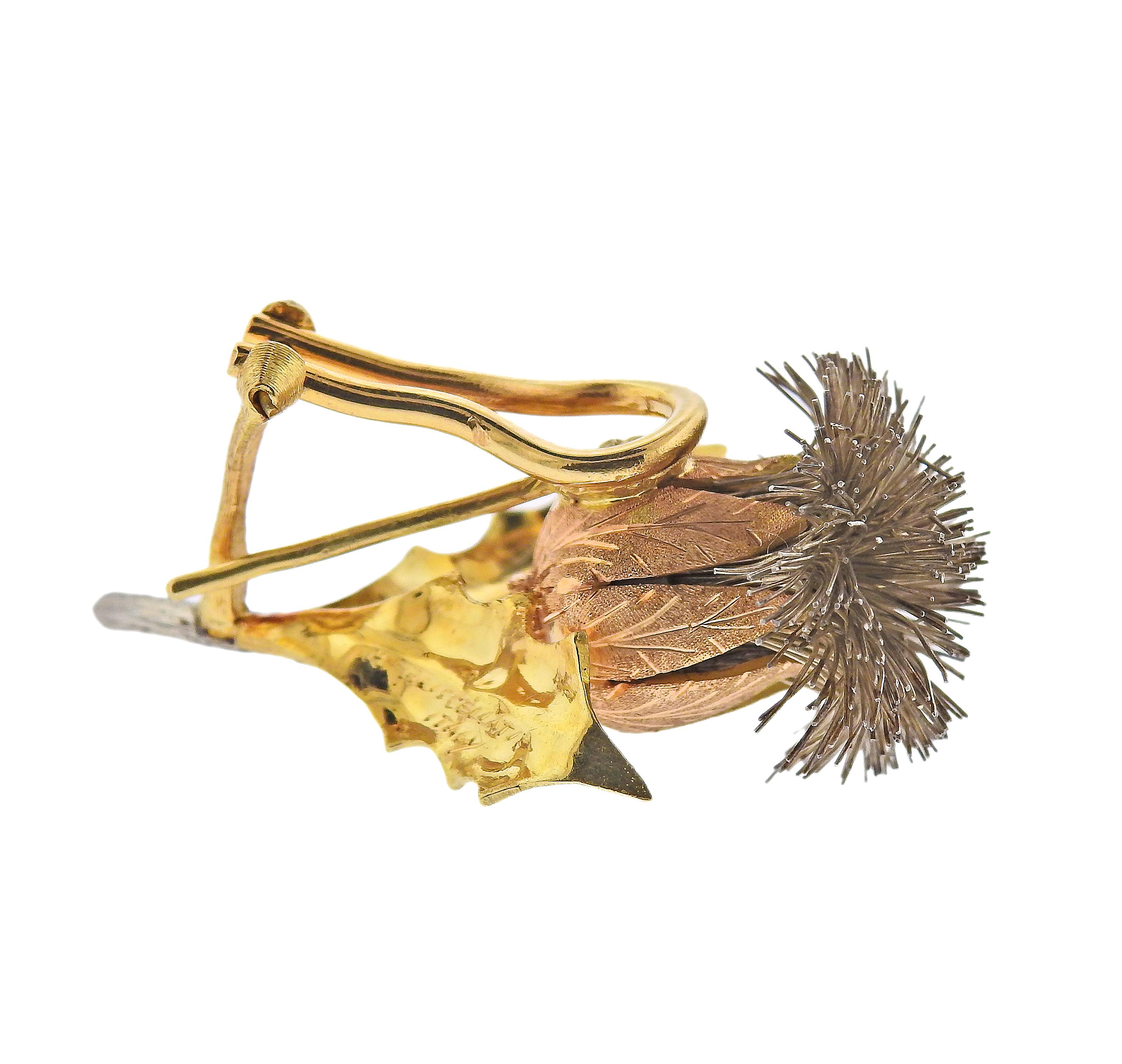 Women's Mario Buccellati Tri Color Gold Thistle Earrings