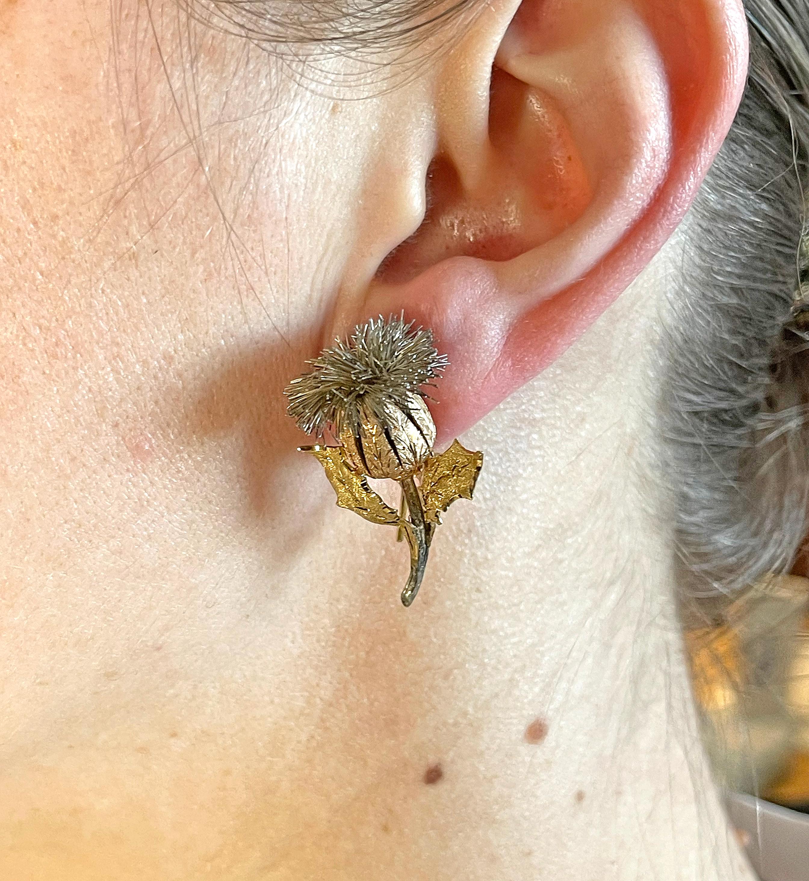 Mario Buccellati Tri Color Gold Thistle Earrings 1