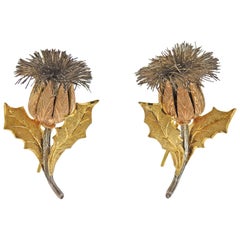 Mario Buccellati Tri Color Gold Thistle Earrings
