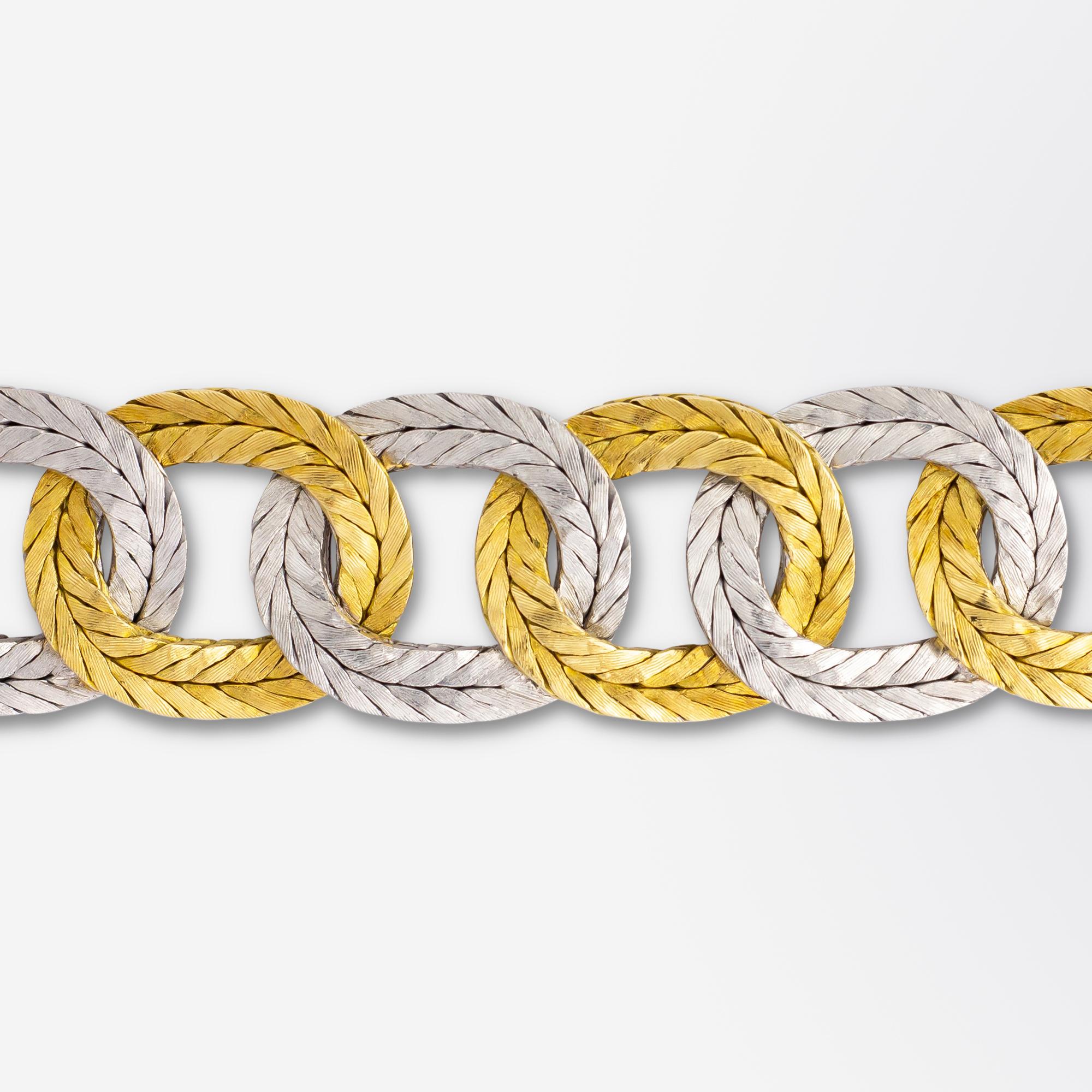 Modern Mario Buccellati Two Tone 18 Karat Gold Bracelet For Sale
