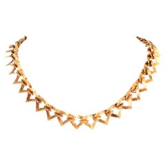 Vintage Mario Buccellati Unique 18K Gold Triangle Satin Link Necklace