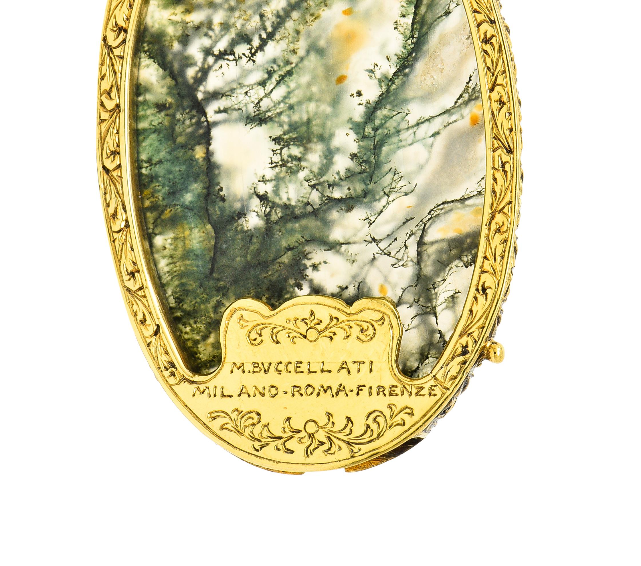 Mario Buccellati Victorian Moss Agate 18 Karat Gold Foliate Antique Bracelet 4