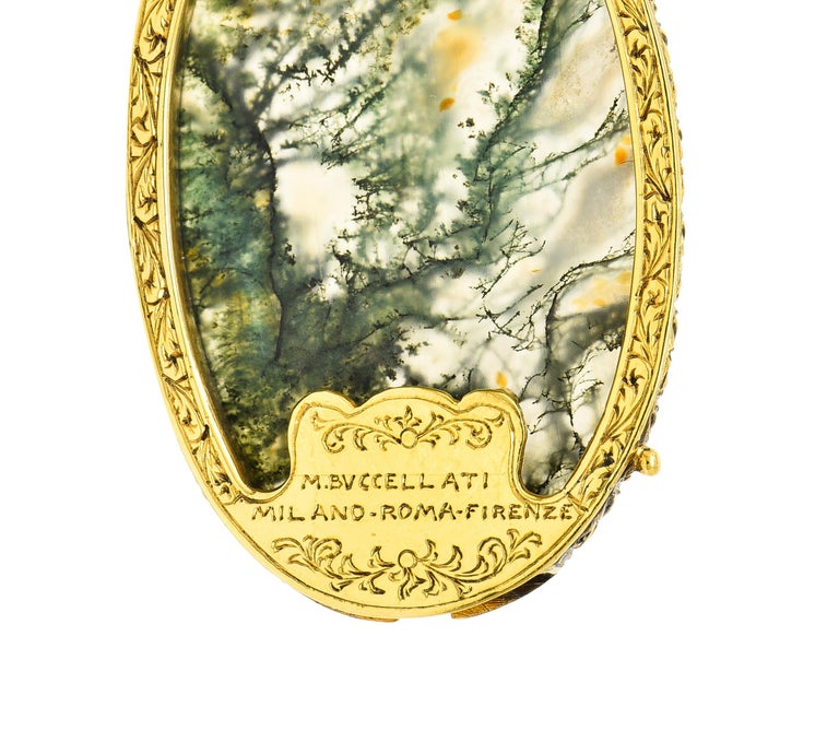 Mario Buccellati Victorian Moss Agate 18 Karat Gold Foliate Antique Bracelet 5