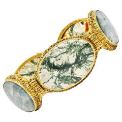 Mario Buccellati Victorian Moss Agate 18 Karat Gold Foliate Antique Bracelet