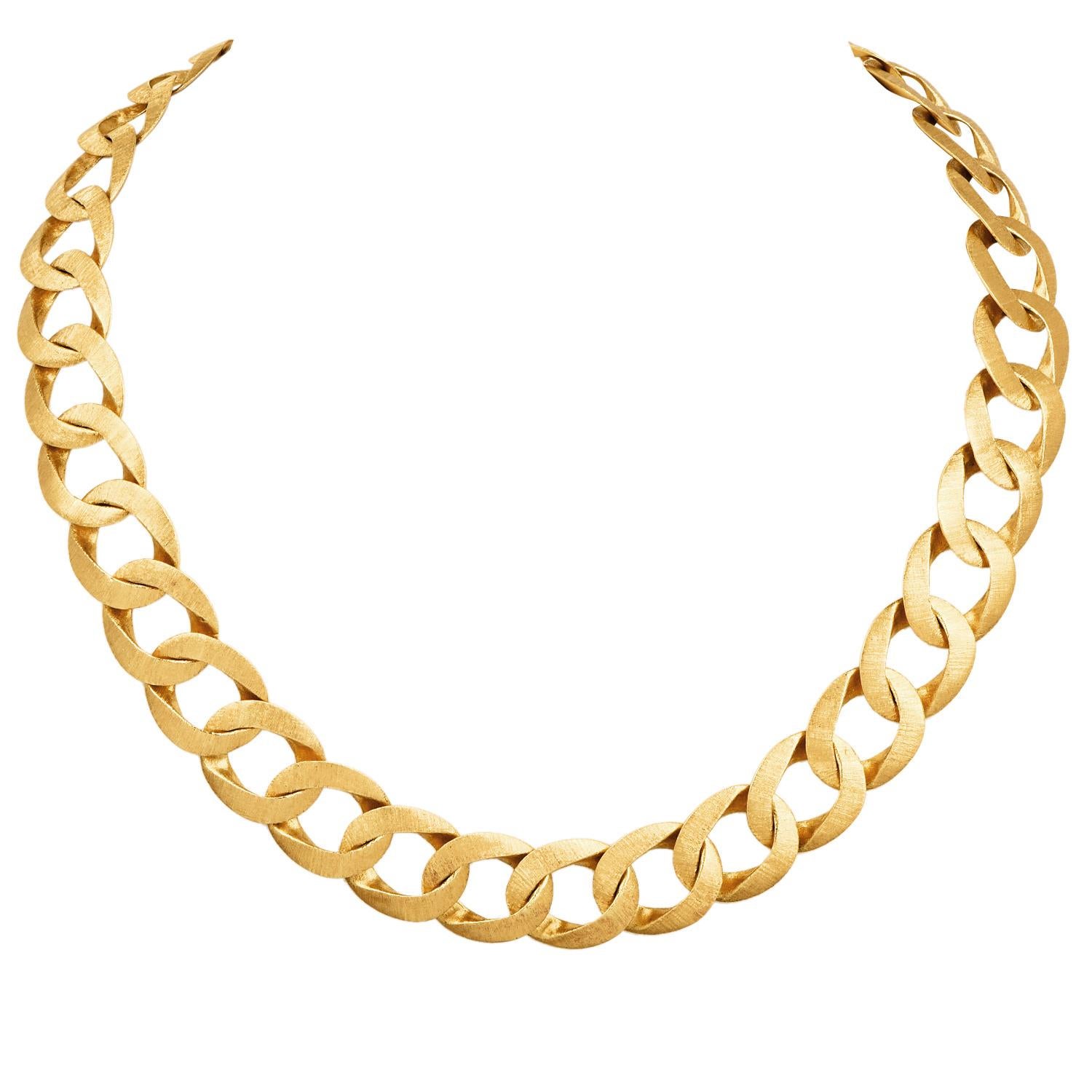 Mario Buccellati Vintage 18k Gold Curb Gliederkette Halskette im Angebot