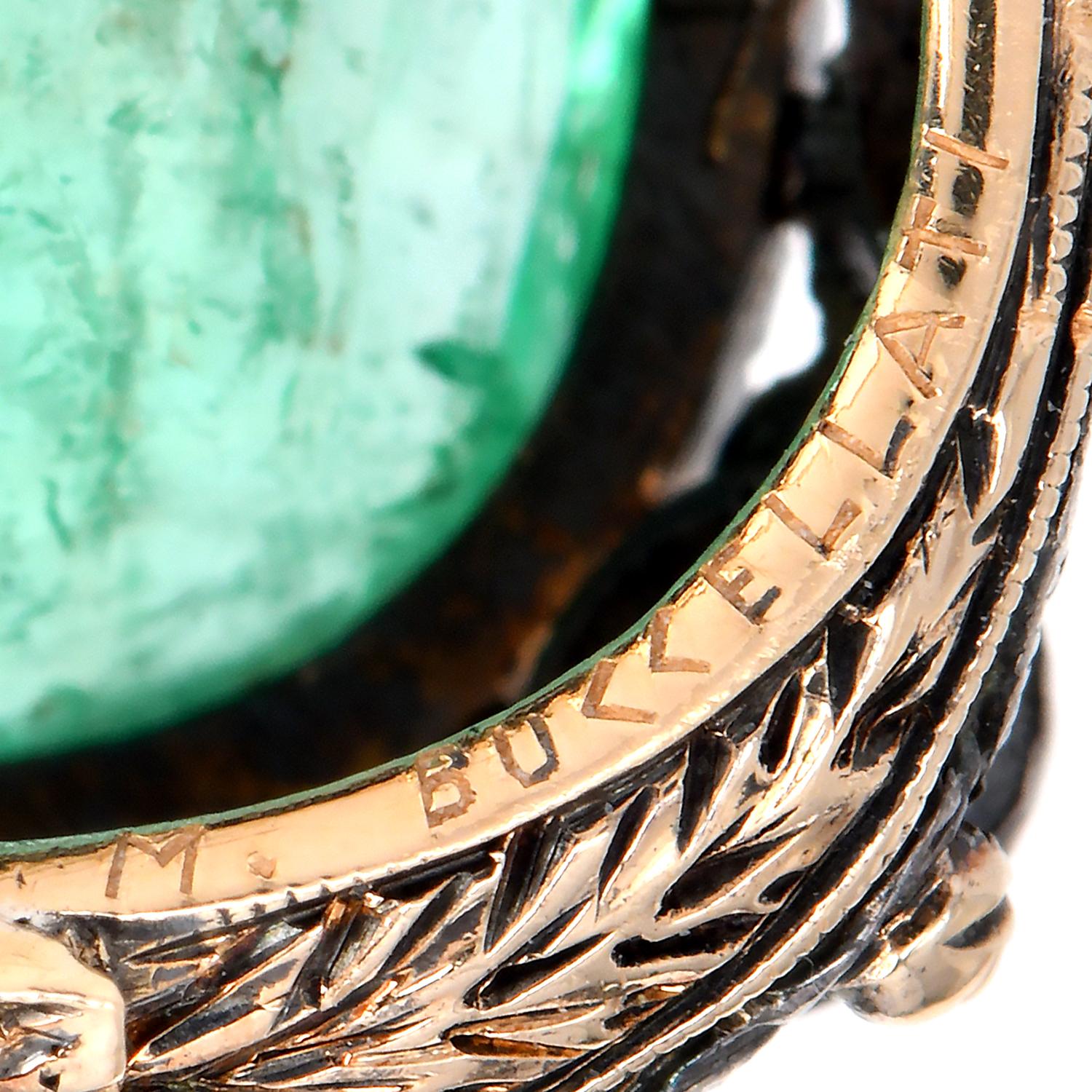 Mario Buccellati Vintage Colombian Emerald 8.30cts Diamond 18K Gold Cocktail Rin 2