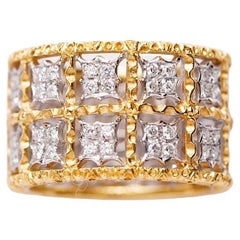 Mario Buccellati Vintage Diamond Fine 18k Yellow and White Gold Band Ring