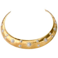 Mario Buccellati Vintage Diamond Wide 18 Karat Choker Necklace