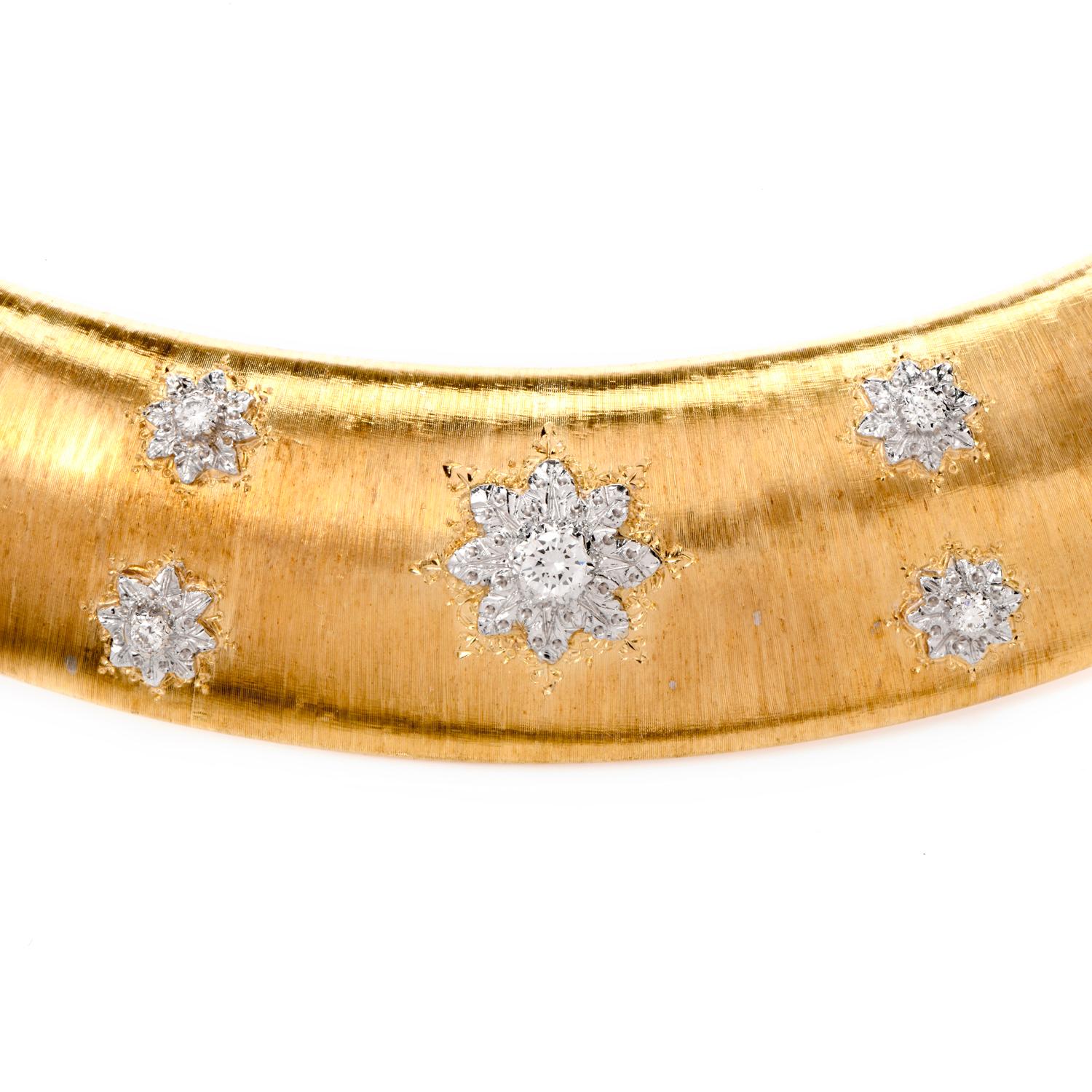 Mario Buccellati Vintage Diamond Wide 18 Karat Choker Necklace 1