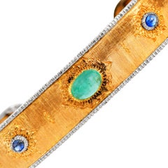Mario Buccellati Bracelet manchette en or 18K Emeraude Saphir Vintage