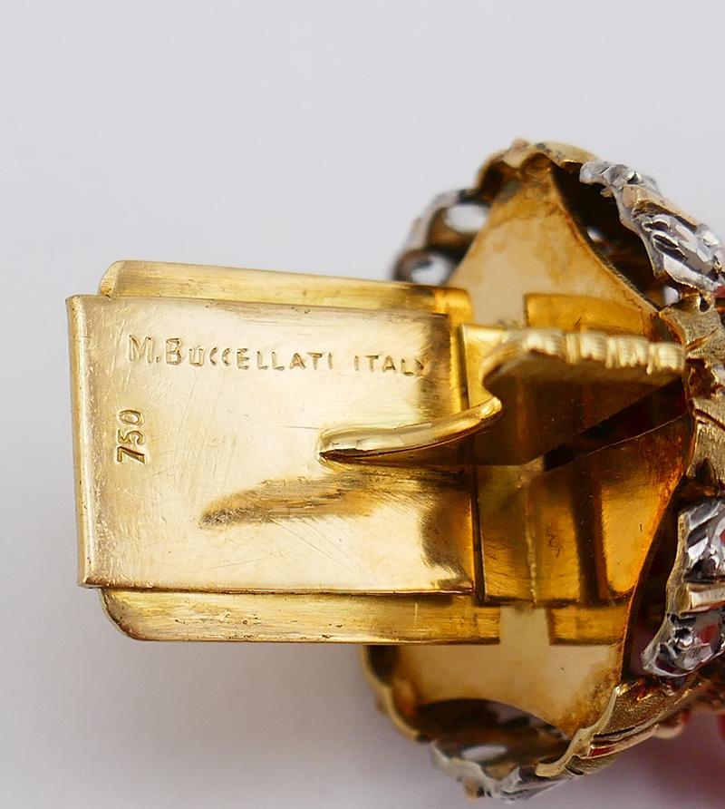 Rose Cut Mario Buccellati Vintage Necklace 18k Gold Coral Bead Multi-strand Diamond For Sale