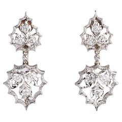 Mario Buccellati Vintage White Gold Leaf Drop Diamond Earring