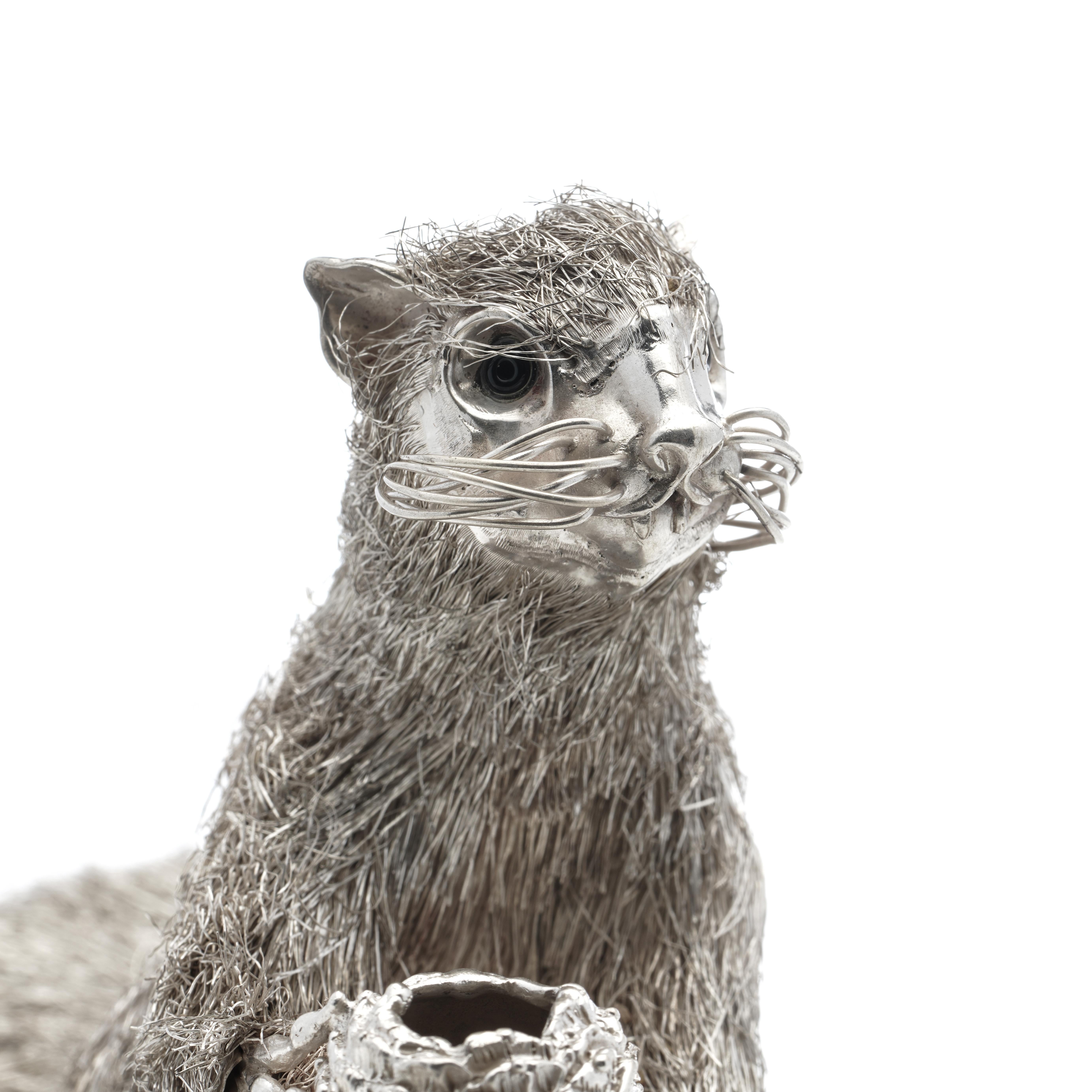Mid-20th Century Mario Buccellati's 925 Sterling Silver Figurine of a Squirrel For Sale