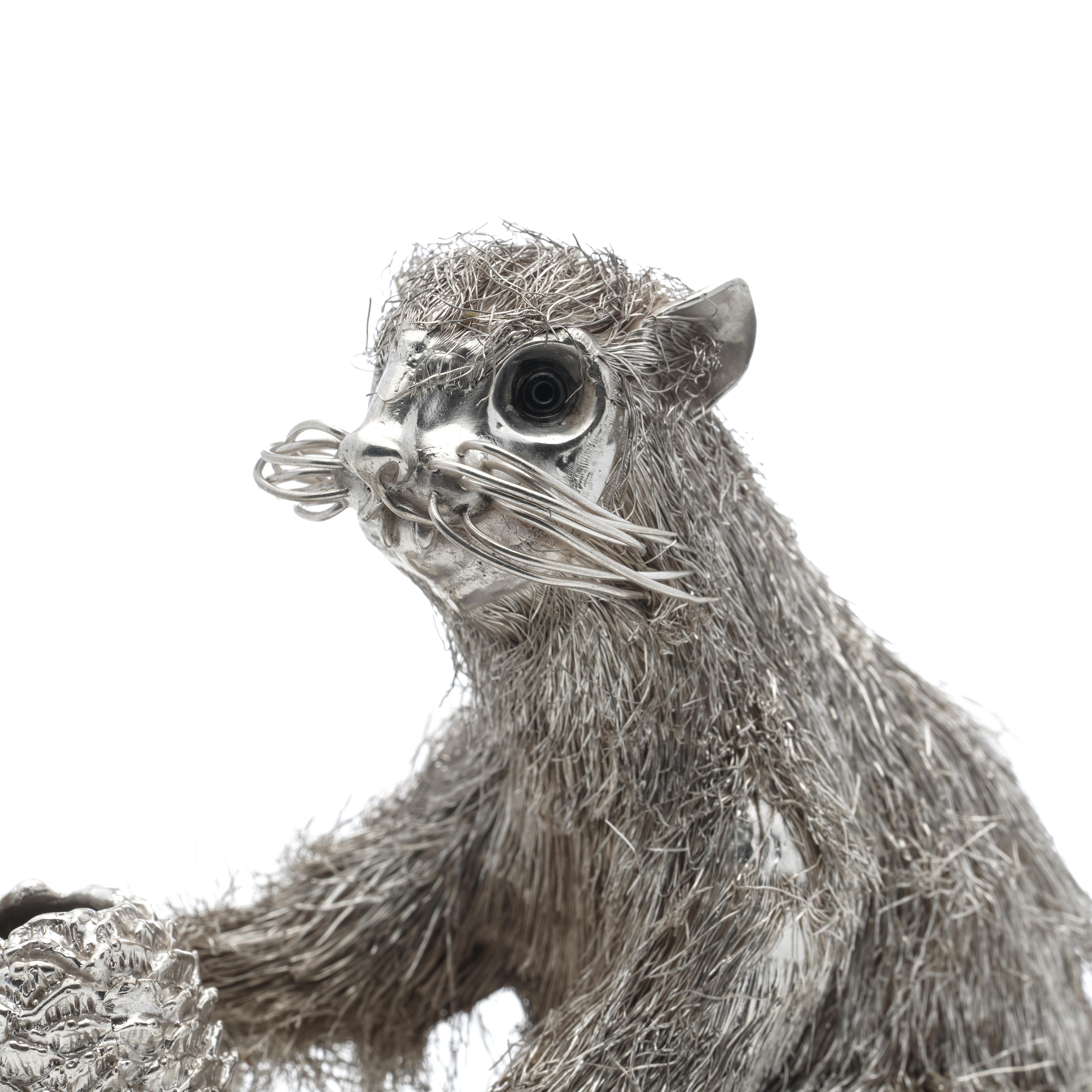 Mario Buccellati's 925 Sterling Silver Figurine of a Squirrel For Sale 1