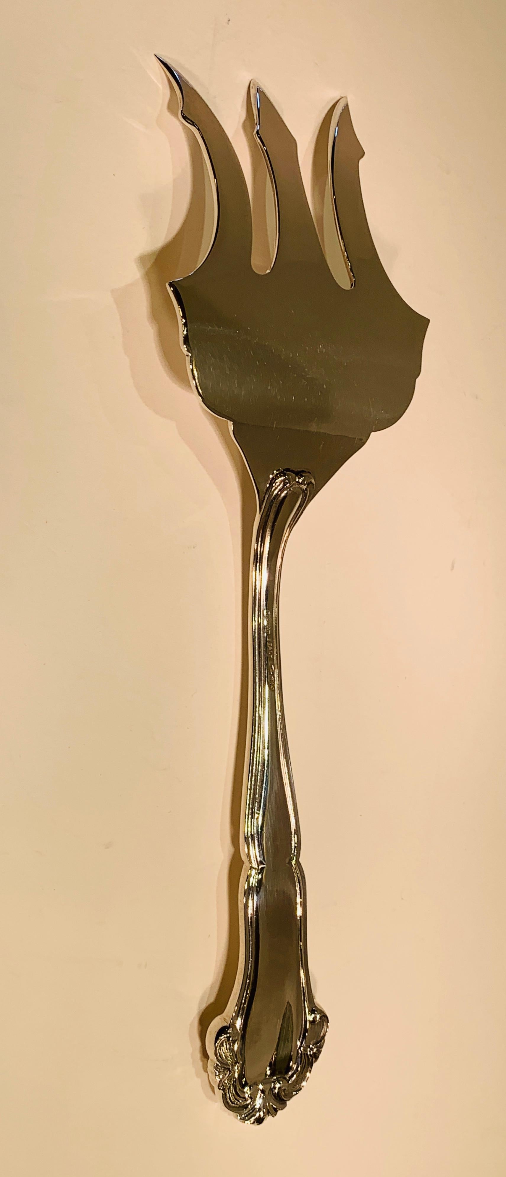 Mario Buccellatti Italy Sterling Silver Meat Serving Fork Grand Imperiale In Good Condition In Tustin, CA