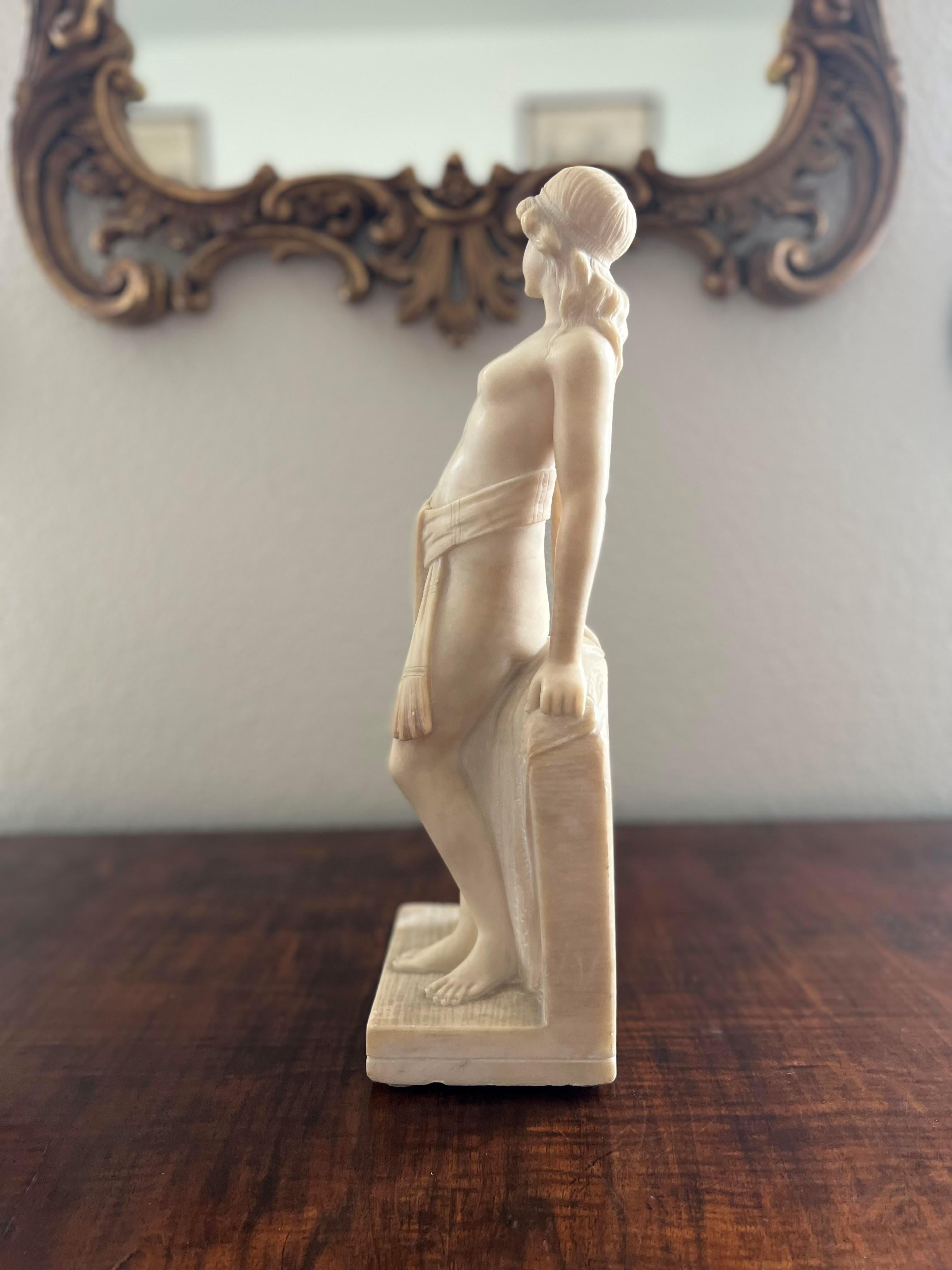 Early 20th C Seminude Orientalist Alabaster Sculpture  For Sale 1