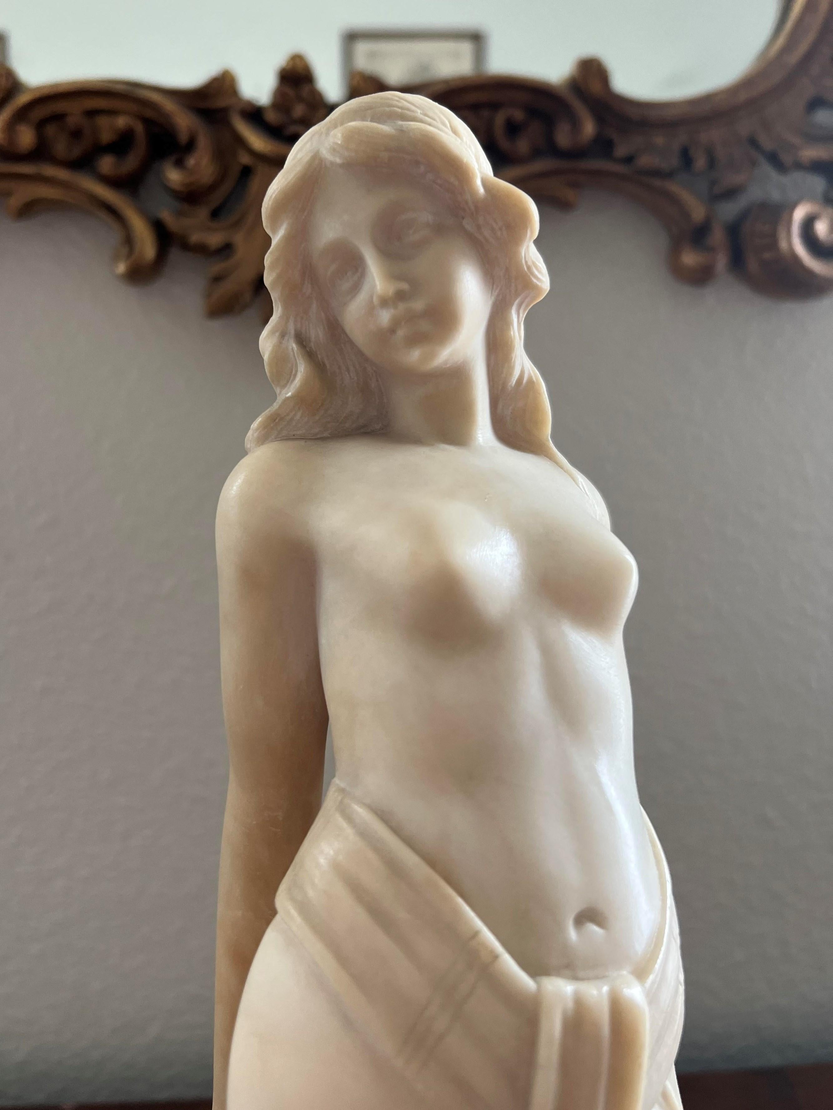 Early 20th C Seminude Orientalist Alabaster Sculpture  For Sale 2
